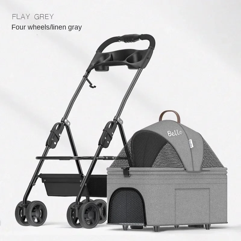 Foldable Pet Stroller for Outdoor Activities, Separable Dog Carrier Trolley for Corgi and Other Medium to Large Dogs