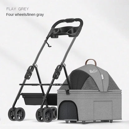 Foldable Pet Stroller for Outdoor Activities, Separable Dog Carrier Trolley for Corgi and Other Medium to Large Dogs