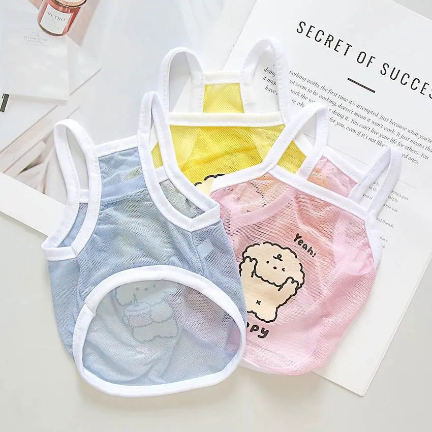 Original Cat and Dog Spring/Summer Clothes Thin Cute Dog Small Mesh Tank Top Teddy Bear Bobei Small Dog Short