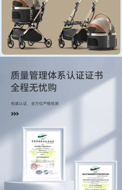 Foldable Pet Stroller for Outdoor Activities, Separable Dog Carrier Trolley for Corgi and Other Medium to Large Dogs