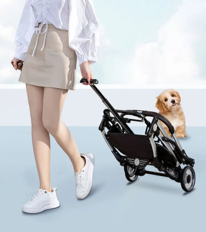 Foldable Pet Stroller for Outdoor Activities, Separable Dog Carrier Trolley for Corgi and Other Medium to Large Dogs