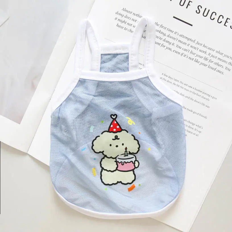 Original Cat and Dog Spring/Summer Clothes Thin Cute Dog Small Mesh Tank Top Teddy Bear Bobei Small Dog Short