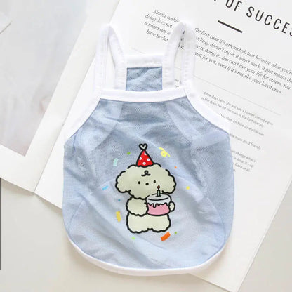 Original Cat and Dog Spring/Summer Clothes Thin Cute Dog Small Mesh Tank Top Teddy Bear Bobei Small Dog Short