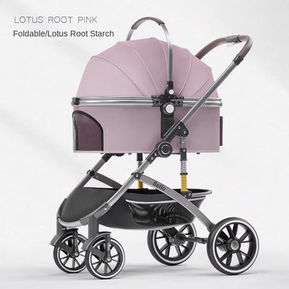 Foldable Pet Stroller for Outdoor Activities, Separable Dog Carrier Trolley for Corgi and Other Medium to Large Dogs