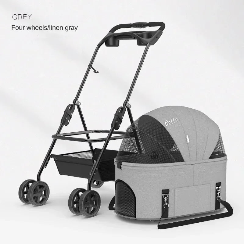 Foldable Pet Stroller for Outdoor Activities, Separable Dog Carrier Trolley for Corgi and Other Medium to Large Dogs