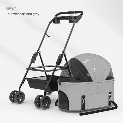 Foldable Pet Stroller for Outdoor Activities, Separable Dog Carrier Trolley for Corgi and Other Medium to Large Dogs