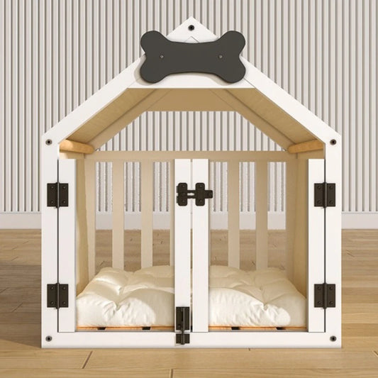 Solid Wood Dog House Large Space Double Doors Indoor Breathable Small Dog Washable Cat's Nest Dog House Waterproof Pet Bed
