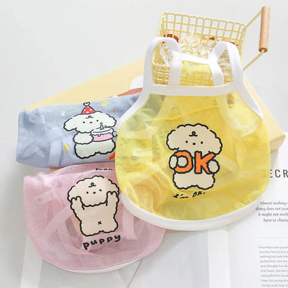 Original Cat and Dog Spring/Summer Clothes Thin Cute Dog Small Mesh Tank Top Teddy Bear Bobei Small Dog Short