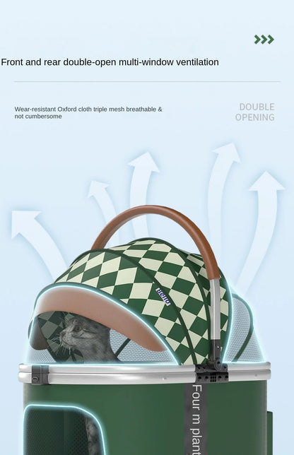 Foldable Pet Stroller for Outdoor Activities, Separable Dog Carrier Trolley for Corgi and Other Medium to Large Dogs