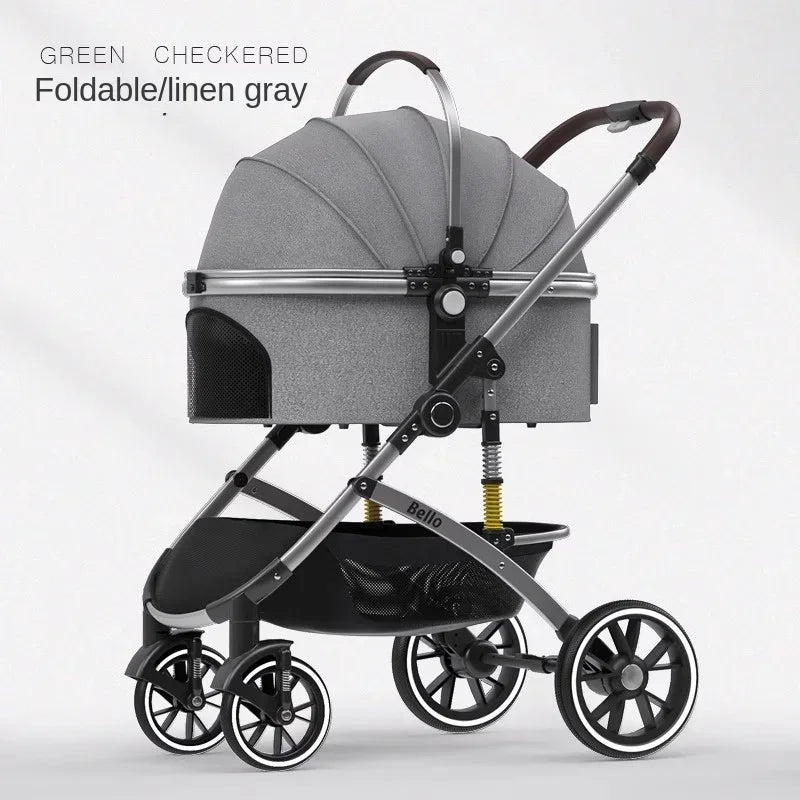 Foldable Pet Stroller for Outdoor Activities, Separable Dog Carrier Trolley for Corgi and Other Medium to Large Dogs