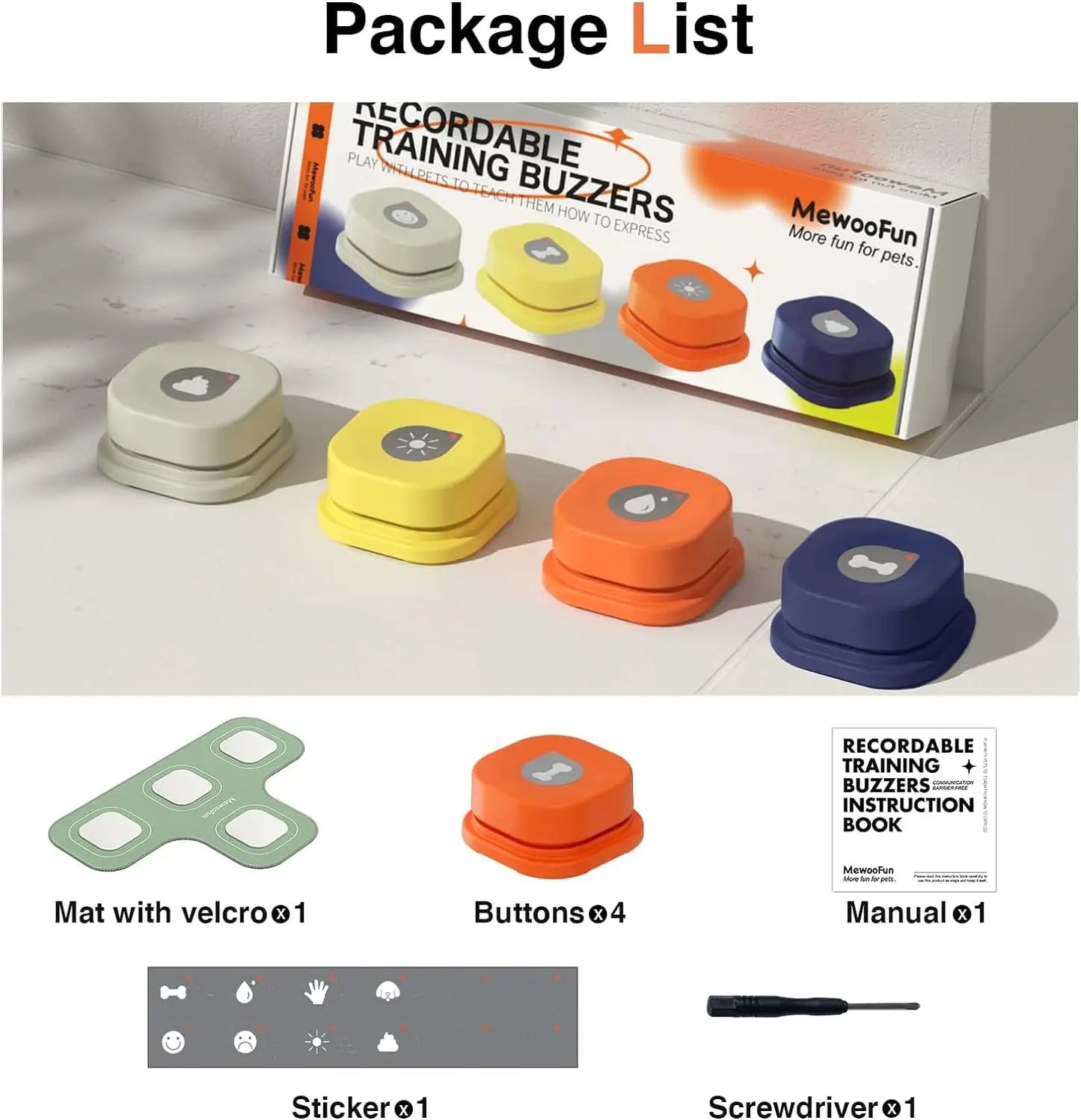 Dog Talking Button Set Pet Communication Training Toy (Includes Pad & Stickers)