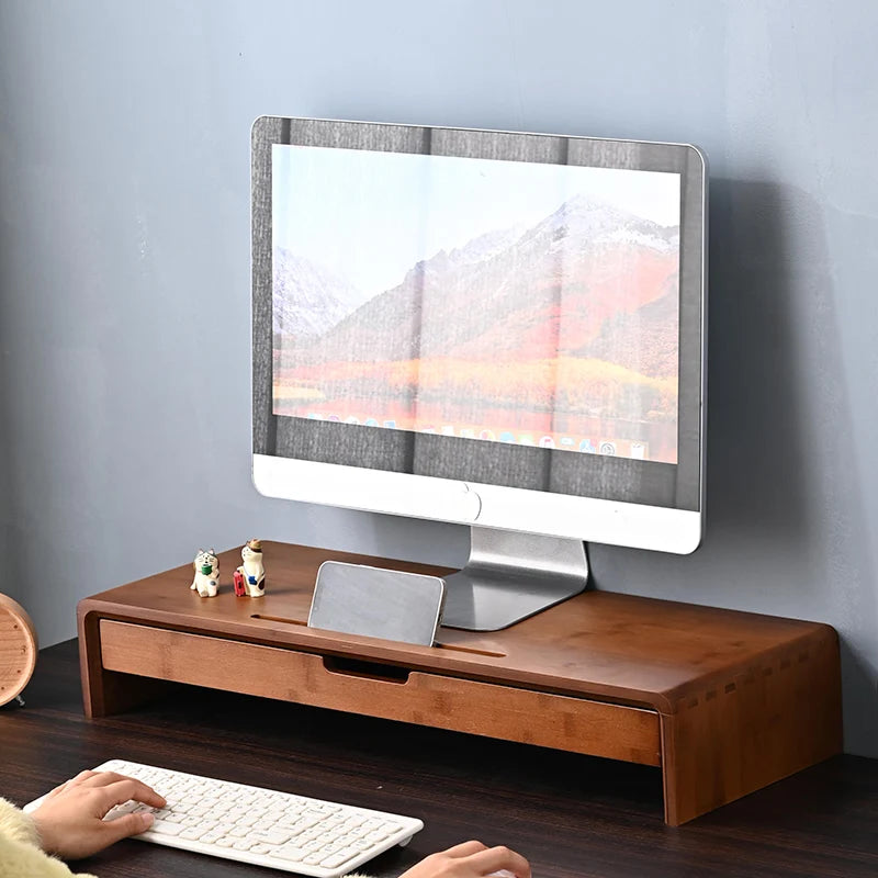 Bamboo Monitor Stand Organizer