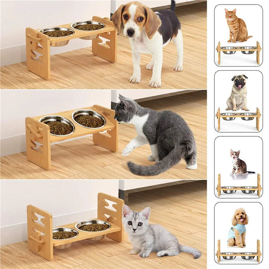 Bamboo Pet Feeding Station