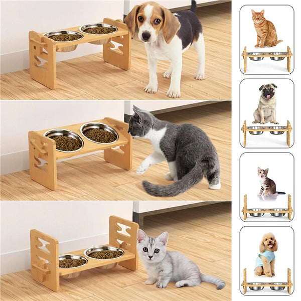 Bamboo Pet Feeding Station